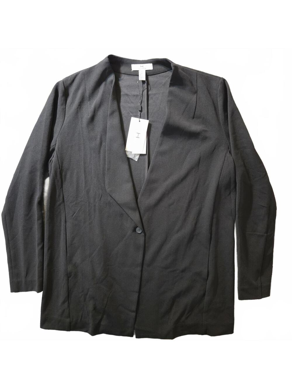Halston Black Single-Button Blazer Jacket, Size M